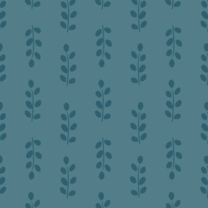 block print leaf stripes / leaves in stripes / botanical geometric in blue