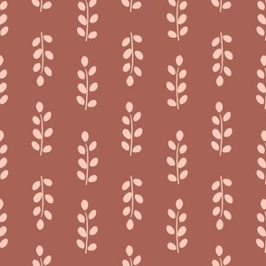 block print leaf stripes / terracotta leaves stripes / botanical geometric