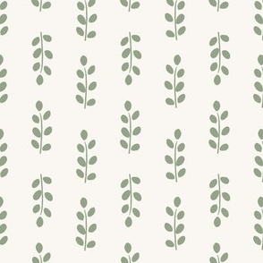 block print leaf stripes / leaves in stripes / botanical geometric / green