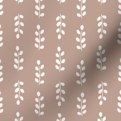 block print leaf stripes / leaves in stripes / botanical geometric / beige 