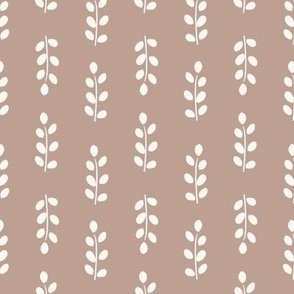 block print leaf stripes / leaves in stripes / botanical geometric / beige 