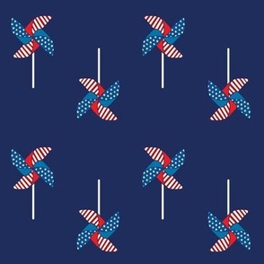 Red White and Blue Americana Pinwheels on Navy