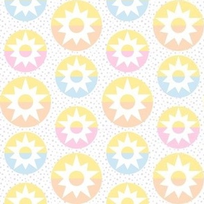small pastel sunshine sun rays modern graphic in white yellow gold blue peach pink childrens bedding nursery kitchen wallpaper