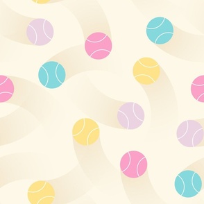 (L) Colorful pastel tennis balls
