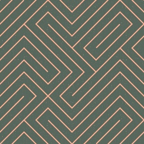 Jungle Green and Peach Linear Maze Parquet