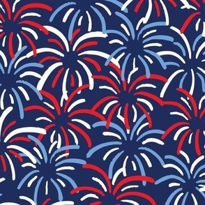  Fireworks Red White and Blue on Navy