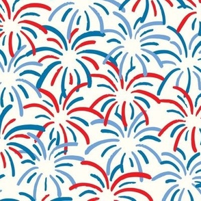 Fireworks Red and Blue on White