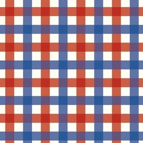 Plaid Blue and Red on White