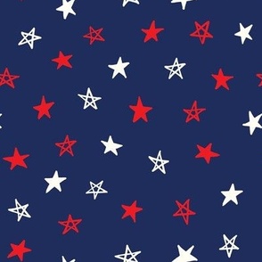Stars Red and White on Navy