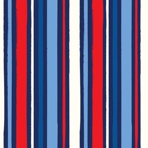 Stripes red white and blue on navy