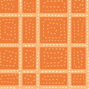 boho orange patchwork wallpaper scale
