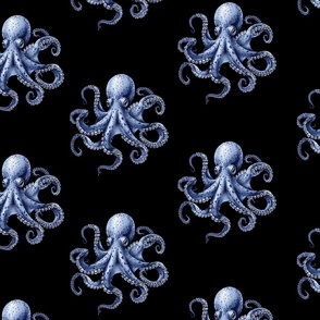 Octavius Octopus - Blue on Black 