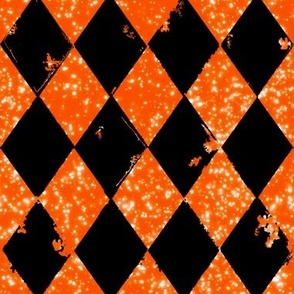 Rustic Speckled Harlequin Black and Orange Halloween