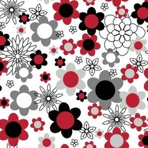 S ✹ Retro Floral in Red and Black - 60's & 70's Inspired Fashion
