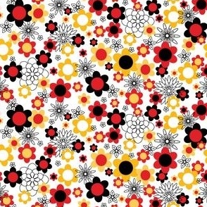 XS ✹ Retro Floral in Red and Yellow - 60's & 70's Inspired Fashion
