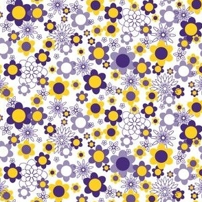 XS ✹ Retro Floral in Purple and Yellow - 60's & 70's Inspired Fashion