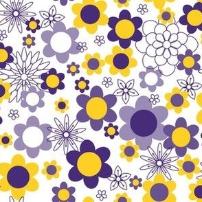 S ✹ Retro Floral in Purple and Yellow - 60's & 70's Inspired Fashion