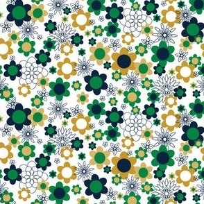 XS ✹ Retro Floral in Green and Gold - 60's & 70's Inspired Fashion