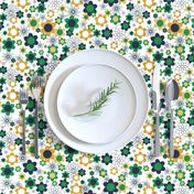 S ✹ Retro Floral in Green and Gold - 60's & 70's Inspired Fashion