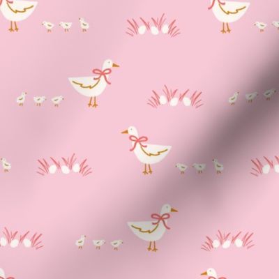 Ducks and Ducklings in Pink