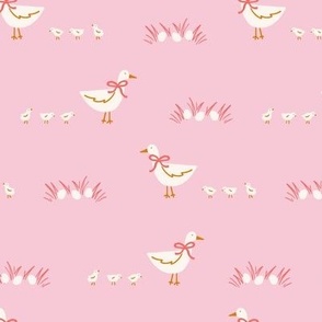 Ducks and Ducklings in Pink
