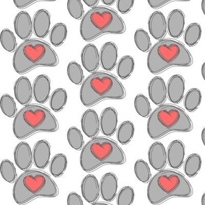 Sketched Dog Paw And Red Heart