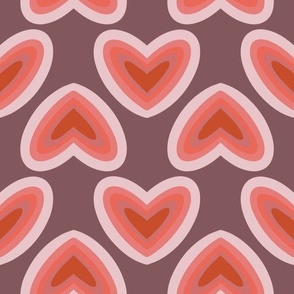 Big Red Layered Retro Psychedelic Heart