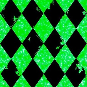 Rustic Speckled Harlequin Black and Bright Green