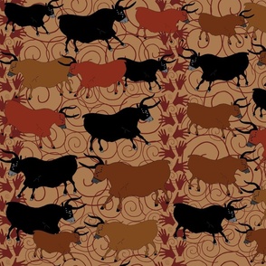 Wall of Bulls On Light Brown Background Medium Scale