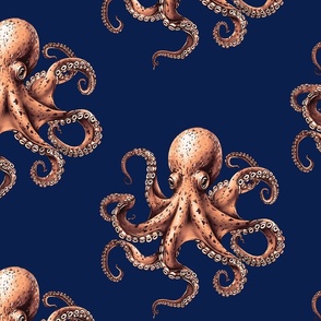 Octopus Whimsy-X.LG. –Warm Spice/Navy Wallpaper – New 