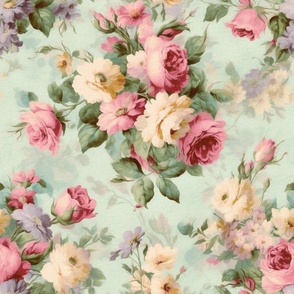 Vintage Blossom Charm: Retro Classic Cottage Floral Art