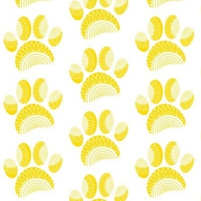 Yellow Sunflower Dog Paw Print Pattern
