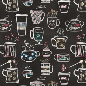 Coffee Cafe Chalkboard Doodles | Good Vibes Rainbow - Cafe, resturant, coffee bar, coffee lover, tea lover