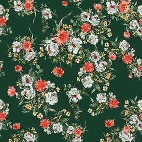 Octobravo Small Florals Sage Hand painted fall autumn watercolor florals fashion apparel quilting fabric wallpaper red green grey