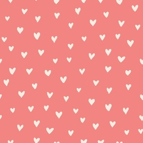 Valentine's Hand Drawn Hearts white on pink