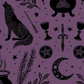 Witching Hour - Large - Dark Amethyst Purple & Dark Night Black - Magic Spells
