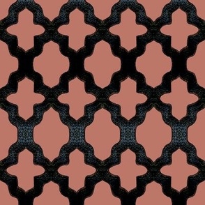 Quatrefoil Black and Mauve Pink