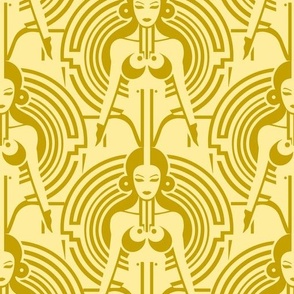 Art Deco Futuristic Goddess  - Gold