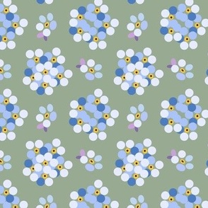 small retro forget me dots sage blue teal