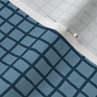 Wonky squares grid in Classic Blue  - multi directional - Denim and Light Blue