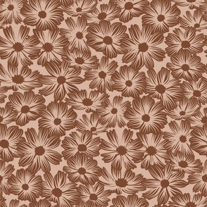 Cosmos flower garden in hazelnut. Large scale