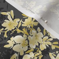 Possibilities Floral Pattern grey small Hand painted watercolor florals fashion apparel quilting fabric wallpaper