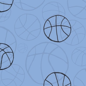 Blue Basketball Outlines