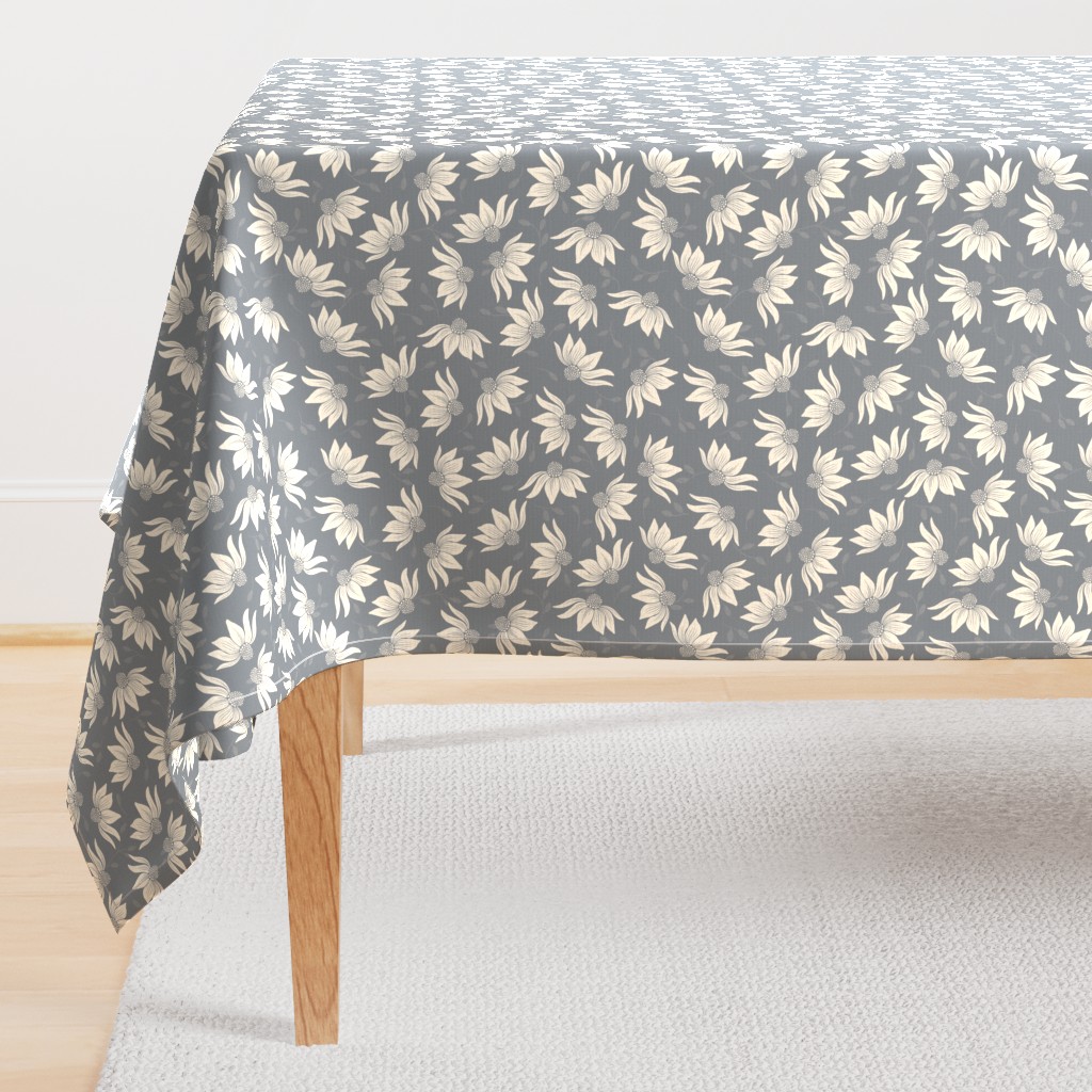 large //   slate gray floral ditsy