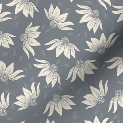 large //   slate gray floral ditsy