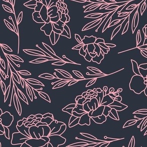 blueberry pink outlined florals