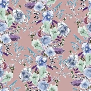 Keep Trying Floral Pattern Small Vertical Fashion Apparel Quilting Fabric Wallpaper lychee pink