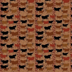 Wall of Bulls Small Scale Light Brown Background
