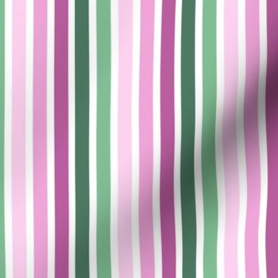 Retro Magenta and green Stripe on white- Large scale