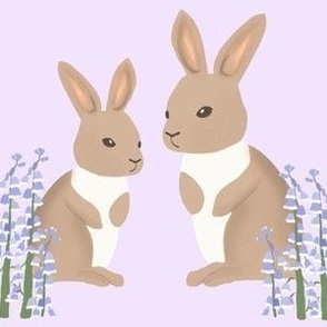 Rabbits and Bluebells light lilac